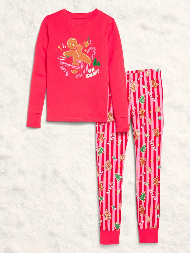 Gender-Neutral Snug-Fit Graphic Pajama Set for Kids