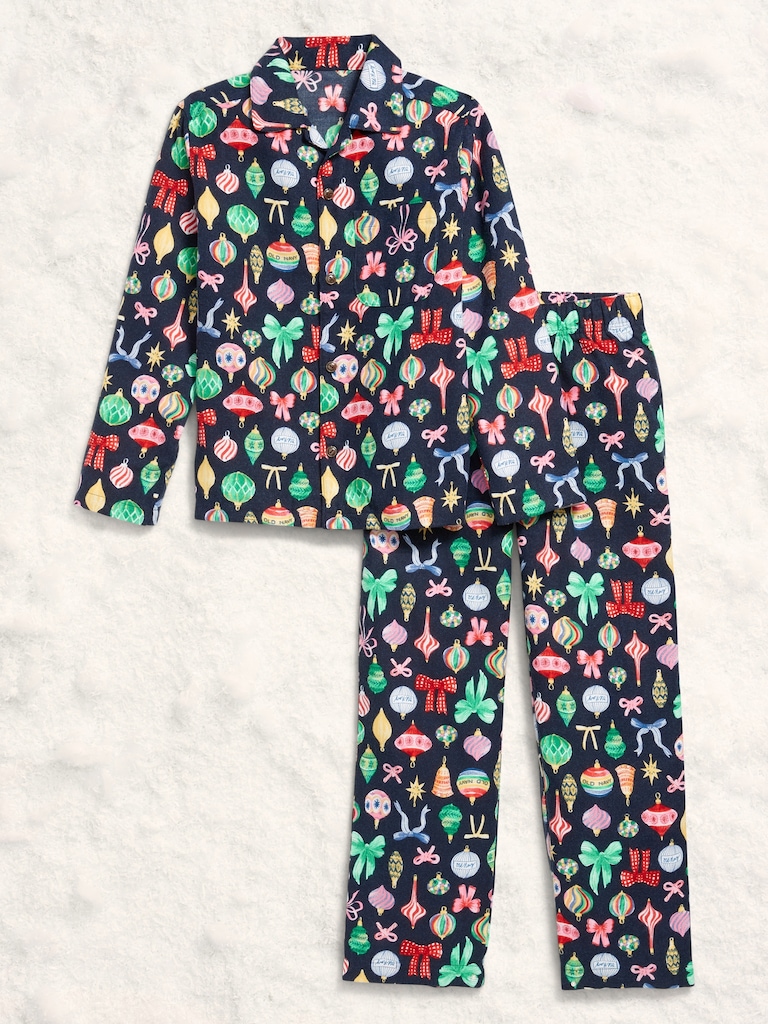 Printed Gender-Neutral Button-Front Pajama Set for Kids