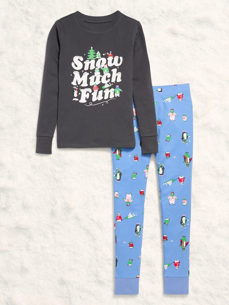 Gender-Neutral Snug-Fit Graphic Pajama Set for Kids
