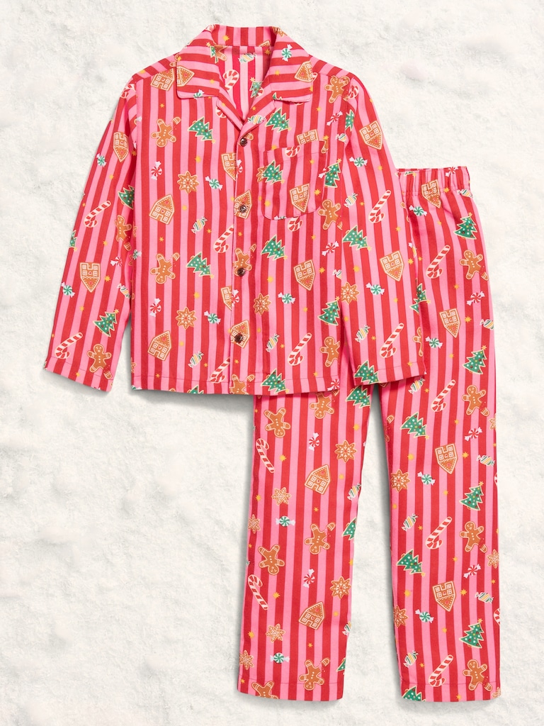 Printed Gender-Neutral Button-Front Pajama Set for Kids