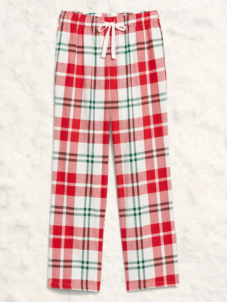 Mid-Rise Plaid Flannel Pajama Pants for Women