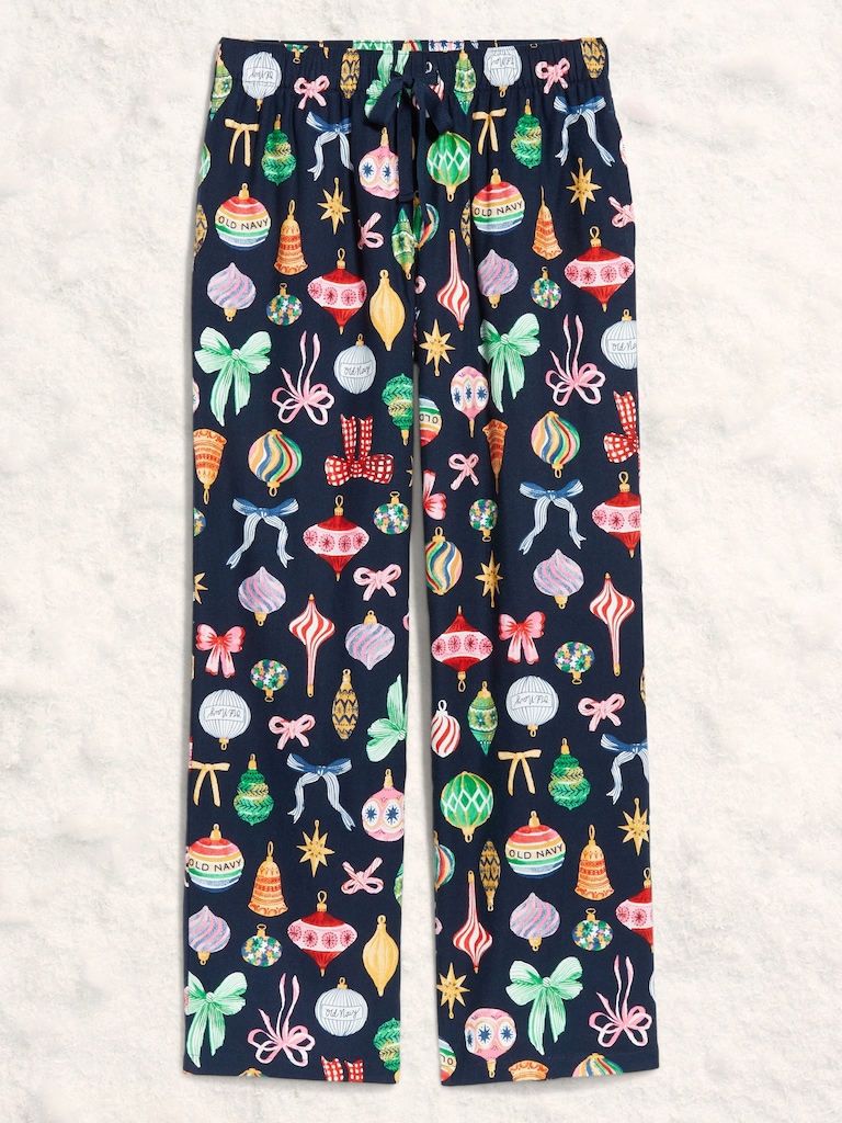 Mid-Rise Printed Flannel Pajama Pants for Women