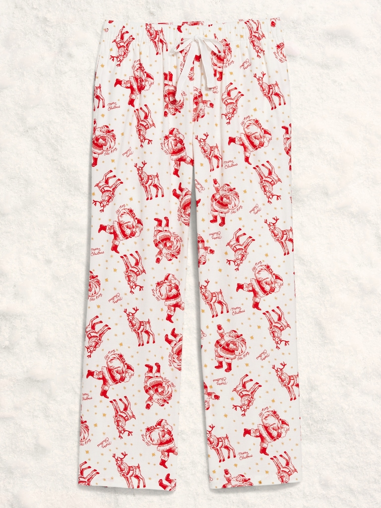 Mid-Rise Printed Flannel Pajama Pants for Women