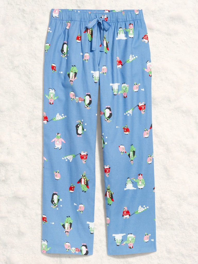 Mid-Rise Printed Flannel Pajama Pants for Women