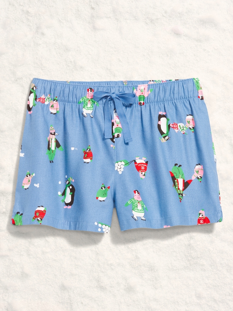 Flannel Boxer Pajama Shorts for Women