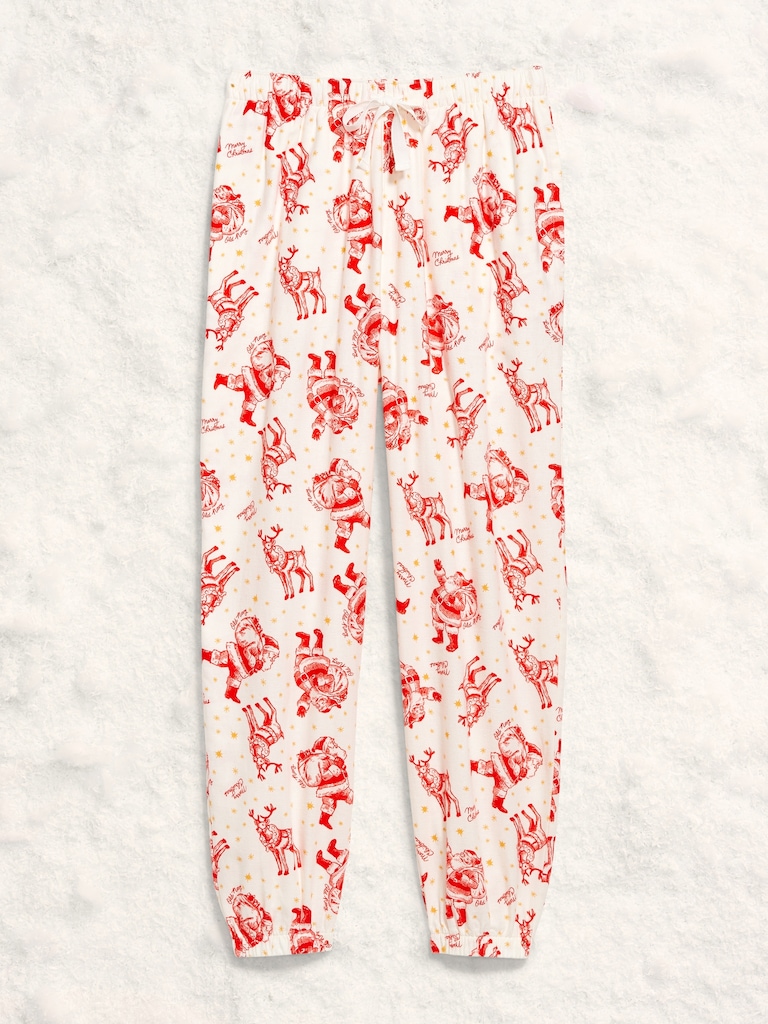 High-Waisted Printed Flannel Pajama Jogger for Women