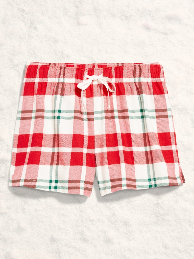Plaid Flannel Pajama Boxer Shorts for Women