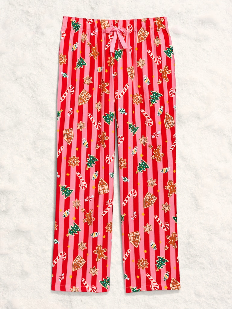 Mid-Rise Printed Flannel Pajama Pants for Women