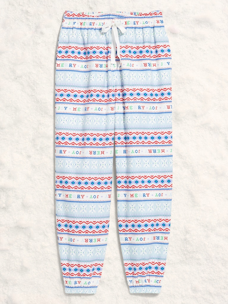 High-Waisted Printed Flannel Pajama Jogger for Women