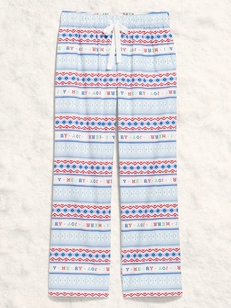 Mid-Rise Printed Flannel Pajama Pants for Women