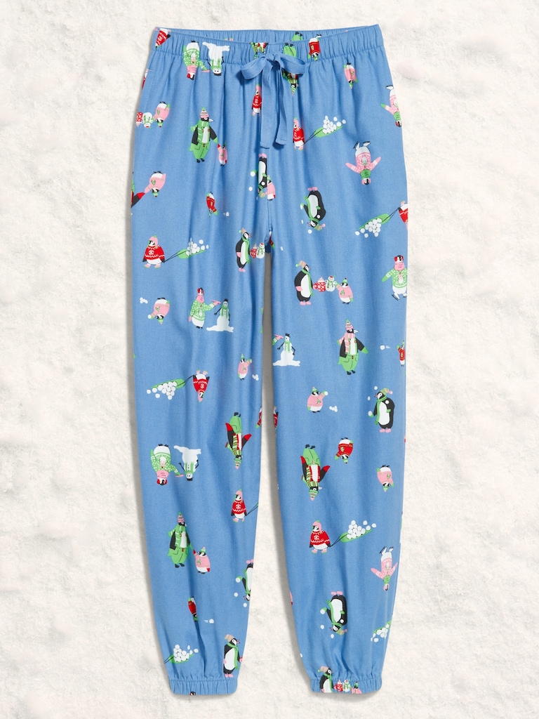 High-Waisted Printed Flannel Pajama Jogger for Women
