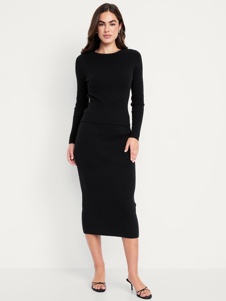 Jupe mi-longue en tricot côtelé SoSoft