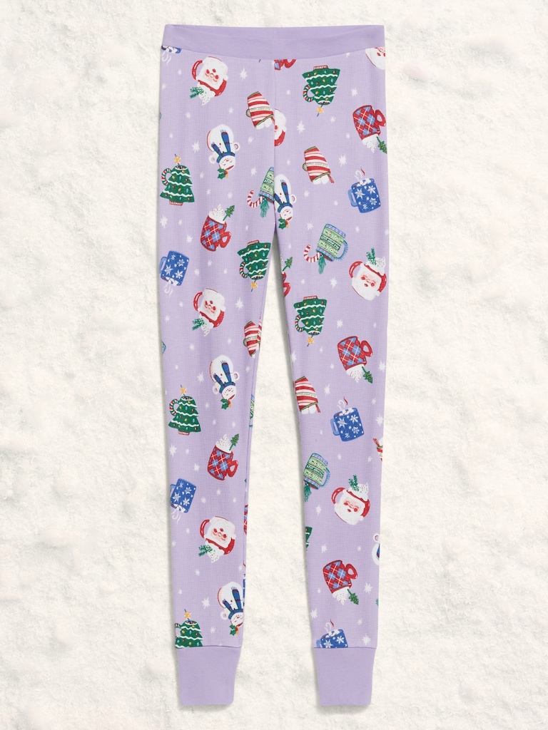 High-Waisted Printed Waffle Pajama Leggings for Women