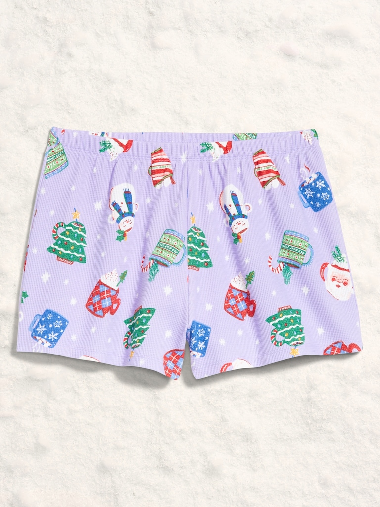 High-Waisted Waffle Pajama Shorts for Women