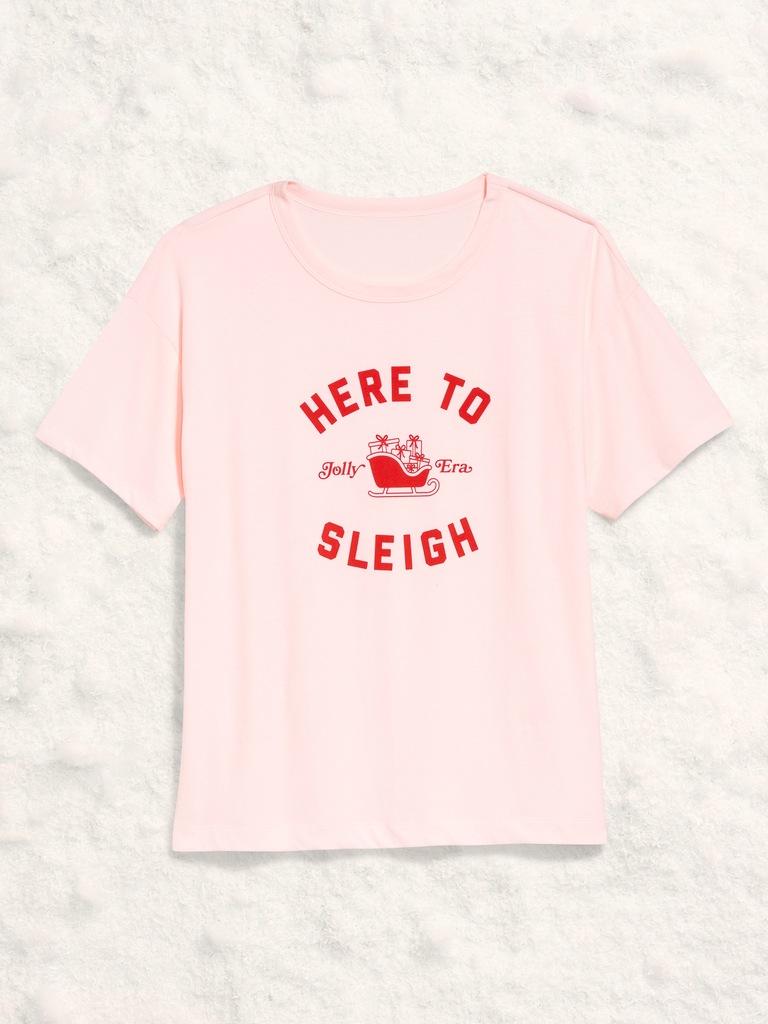Holiday-Graphic Crew-Neck T-Shirt for Women