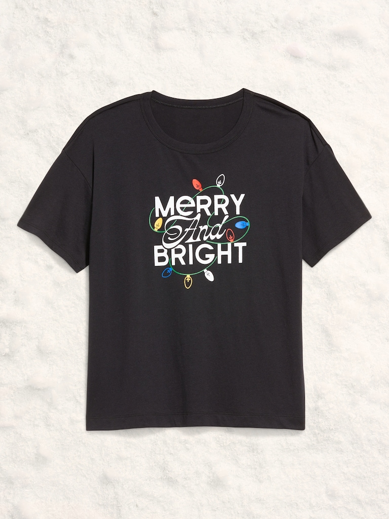 Holiday-Graphic Crew-Neck T-Shirt for Women