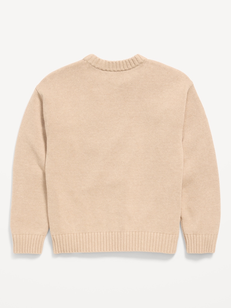 Oversized Crew-Neck Holiday Graphic Sweater for Boys