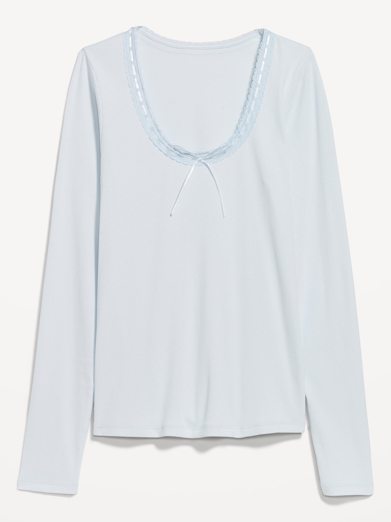 Scoop-Neck Long-Sleeve Ribbed Top