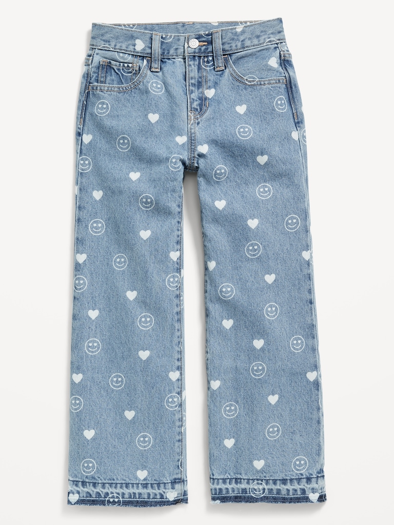 Printed Baggy Wide-Leg Jeans for Girls