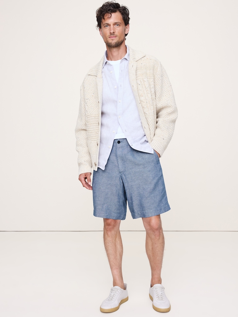 9.5" Linen-Cotton Pull-On Bermuda Short