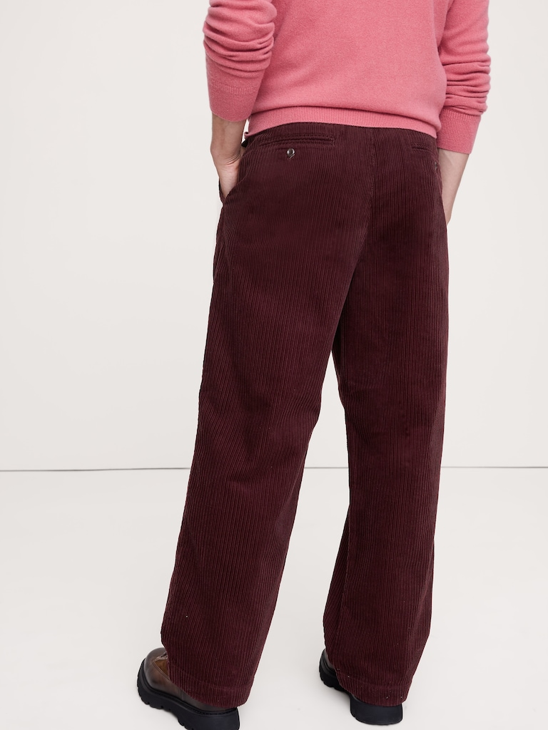 Loose Pleated Corduroy Pant