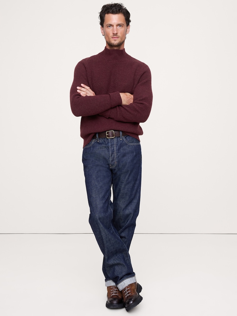 Italian Merino-Blend Mock-Neck Sweater