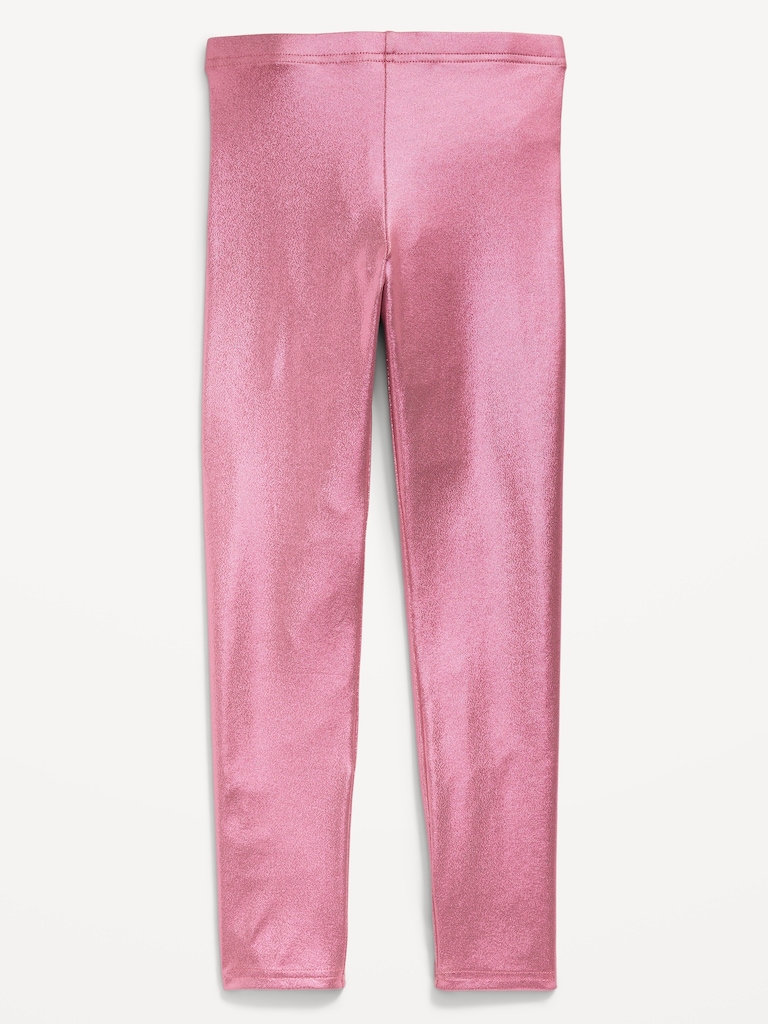 Shiny Foil Print Leggings for Girls
