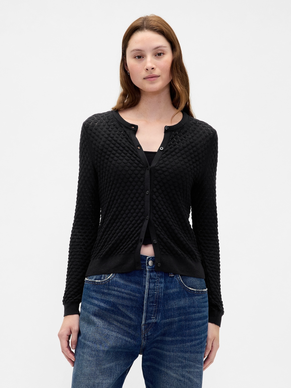 CashSoft Stretch Pointelle Cardigan