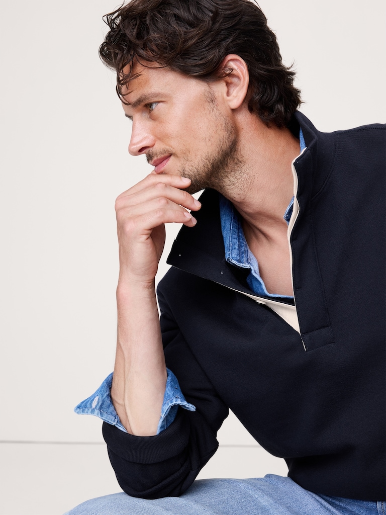 Terry Mock-Neck Sweatshirt