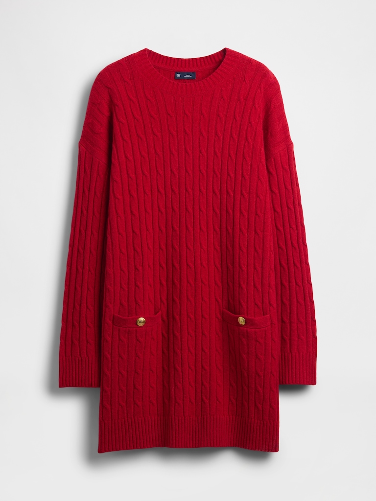 CashSoft Cable-Knit Mini Sweater Dress