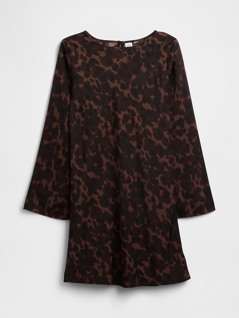 Satin Boatneck Mini Dress