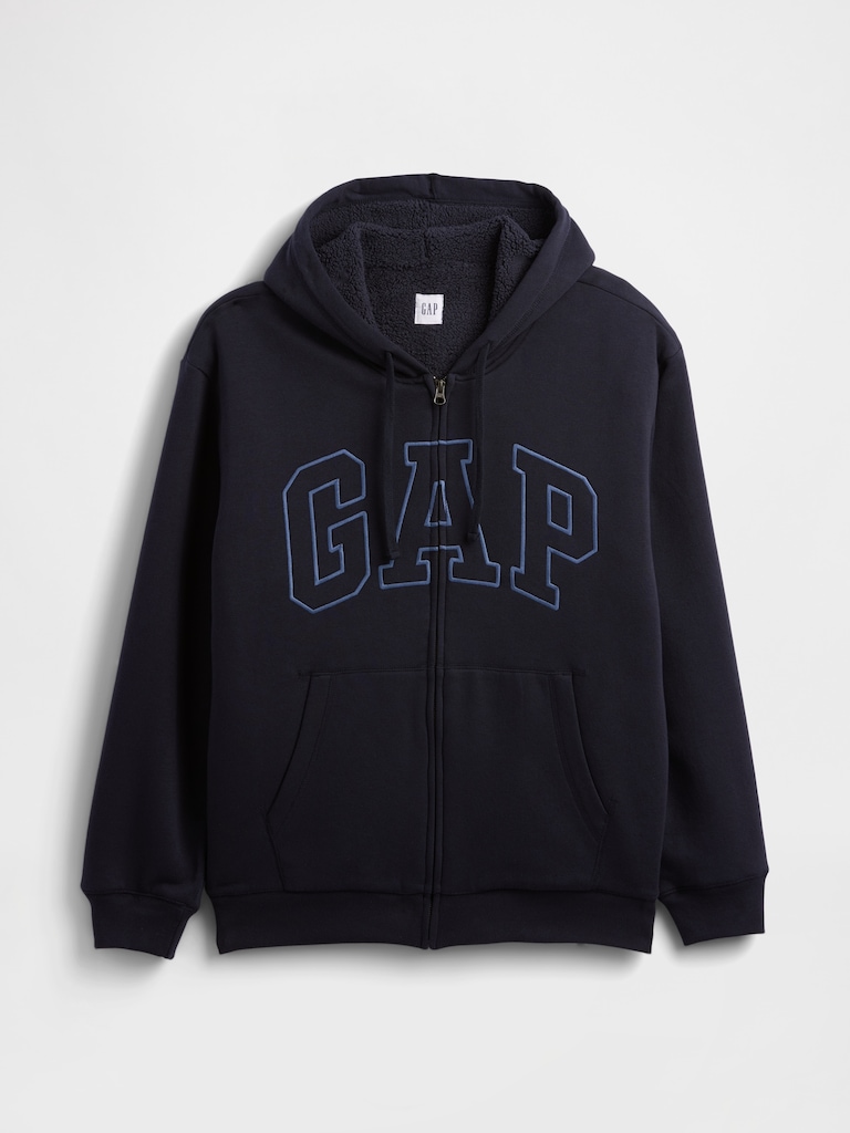 Relaxed Gap Logo Sherpa-Lined Zip Hoodie