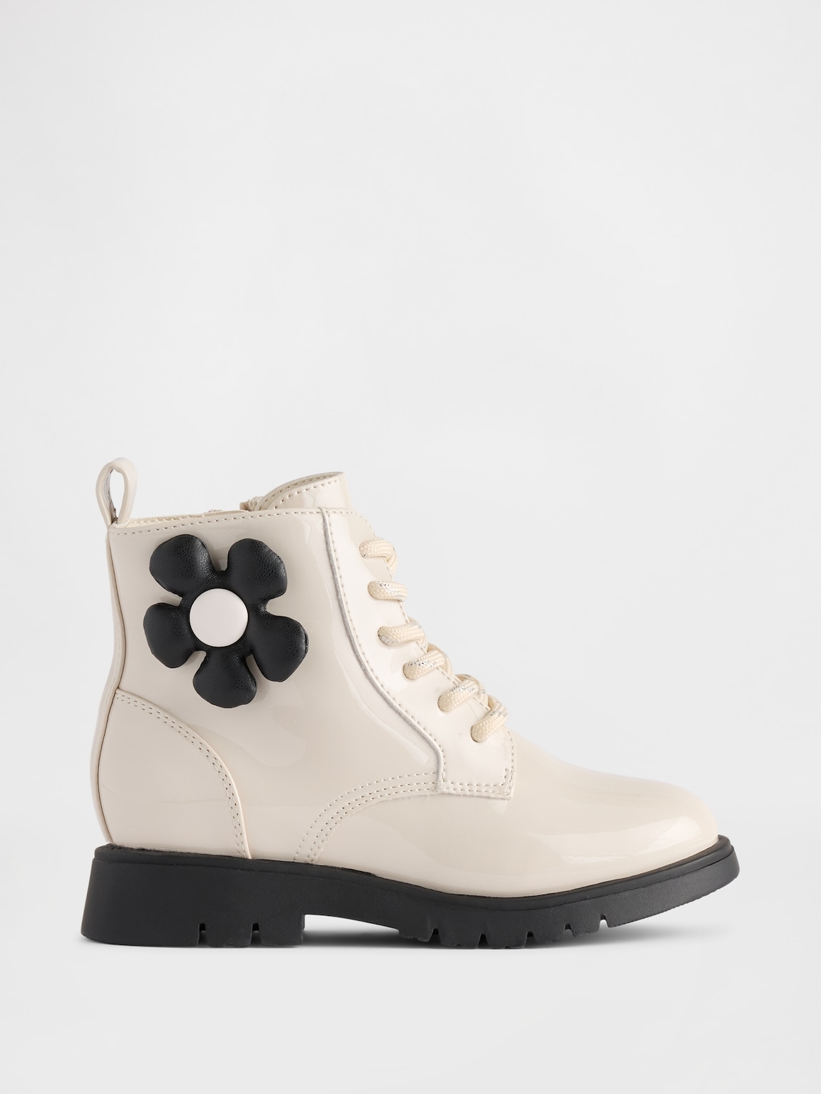 Toddler Vegan Leather Flower Lace-Up Boots