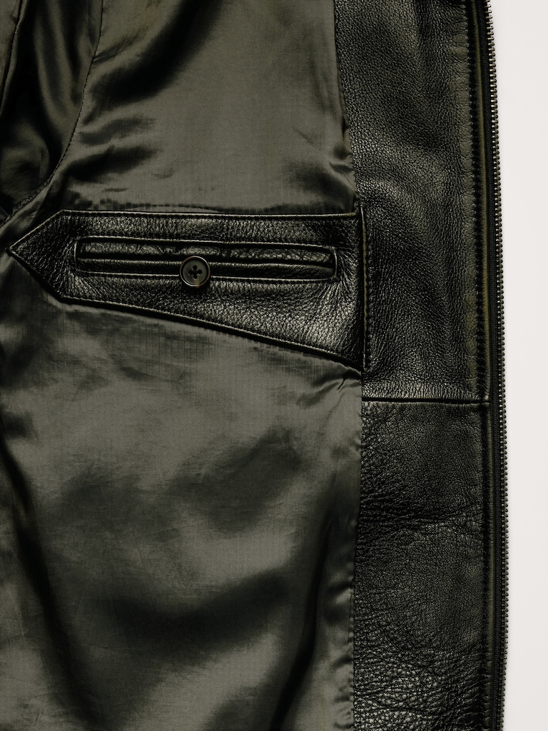 Oversized Distressed Leather Bomber Jacket