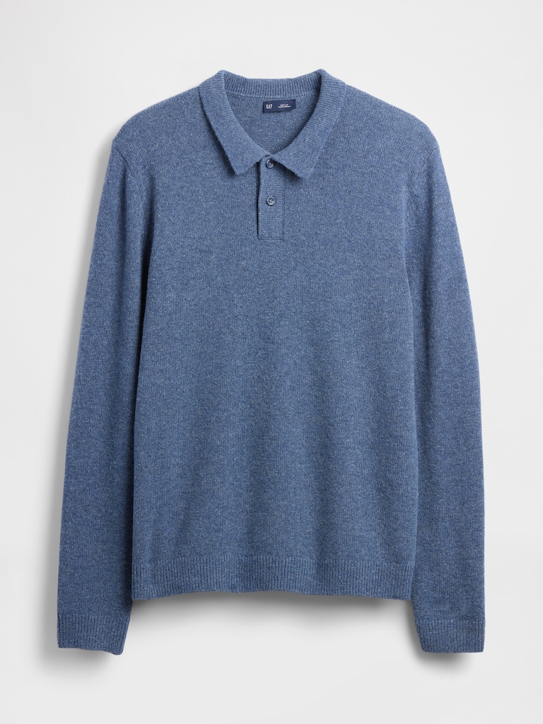 Merino Wool-Blend Polo Sweater