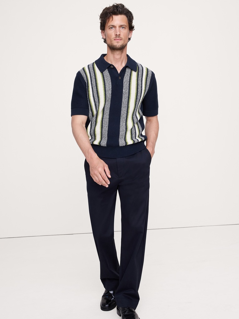 Bouclé Stripe Sweater Polo