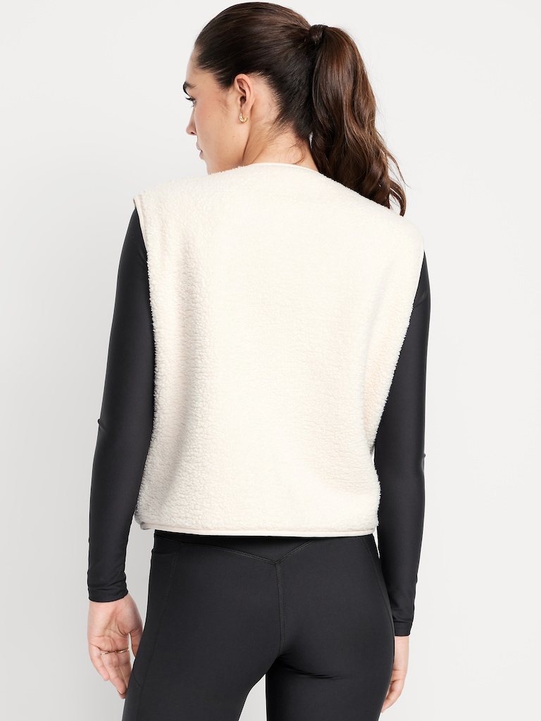 Loose Snap-Front Sherpa Vest