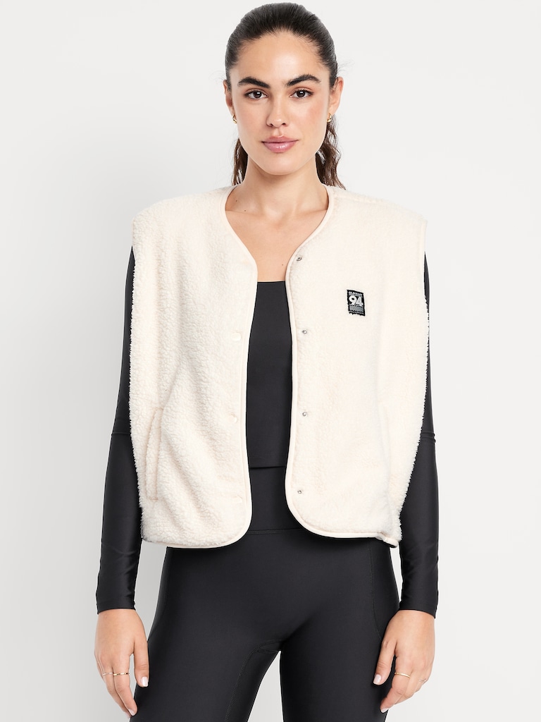 Loose Snap-Front Sherpa Vest