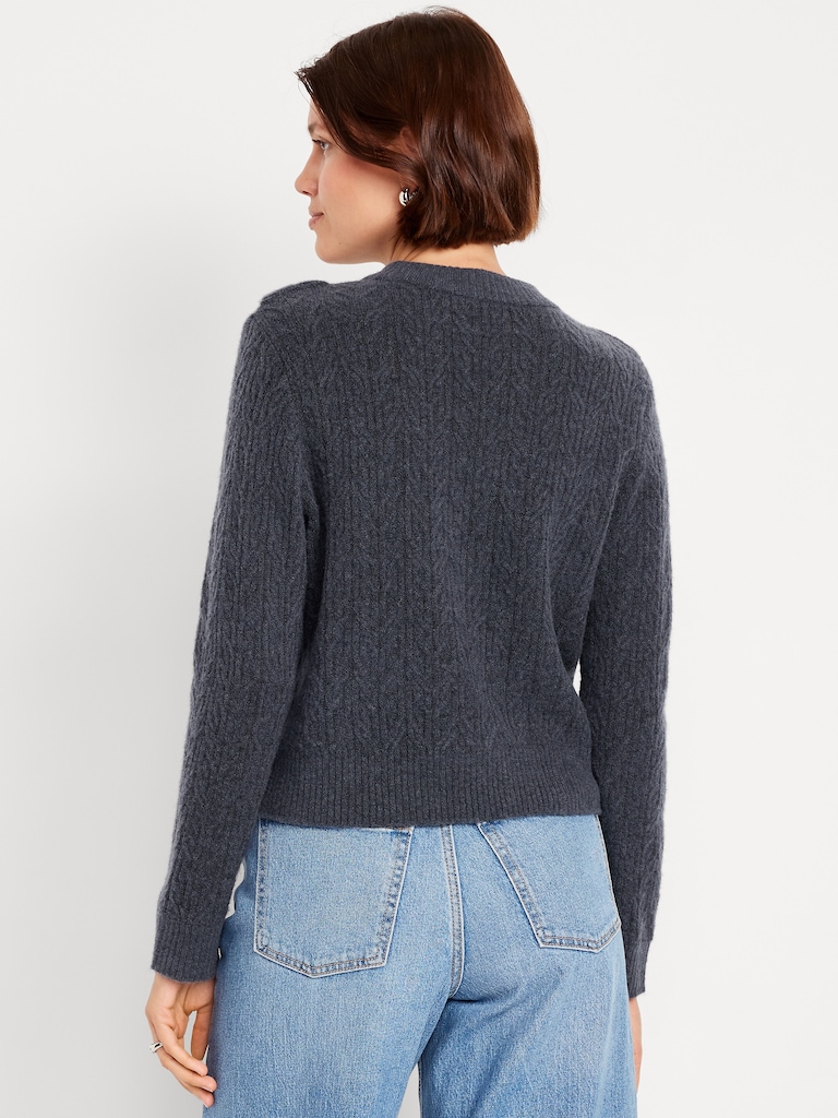 Wool-Blend Cropped Ruffle Sweater