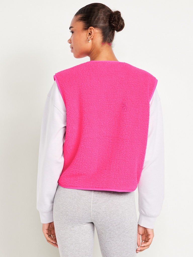 Loose Snap-Front Sherpa Vest