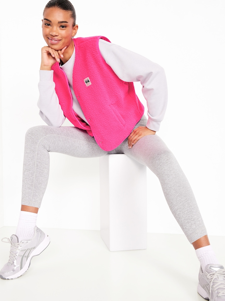 Loose Snap-Front Sherpa Vest