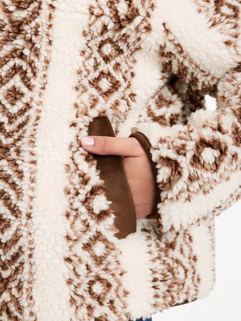 Button-Front Sherpa Jacket