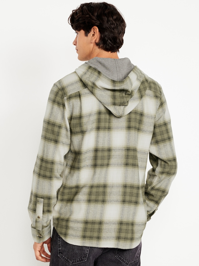 Hooded Plaid Flannel Shirt