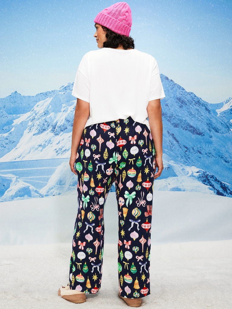 Mid-Rise Printed Flannel Pajama Pants for Women