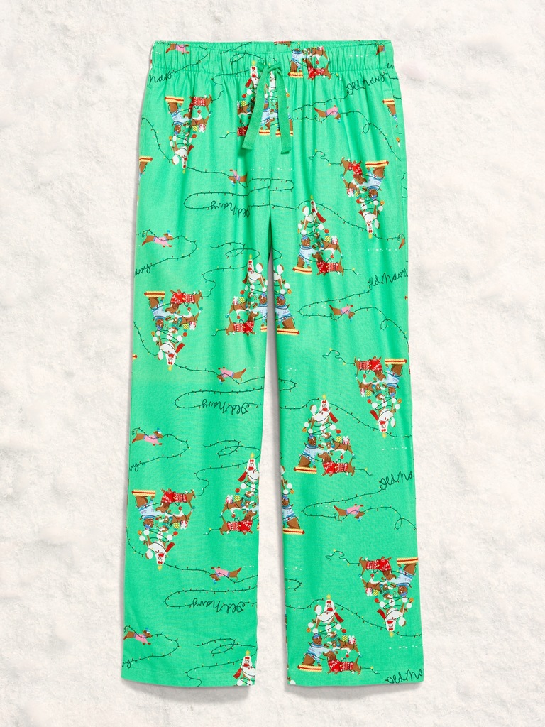 Mid-Rise Printed Flannel Pajama Pants for Women