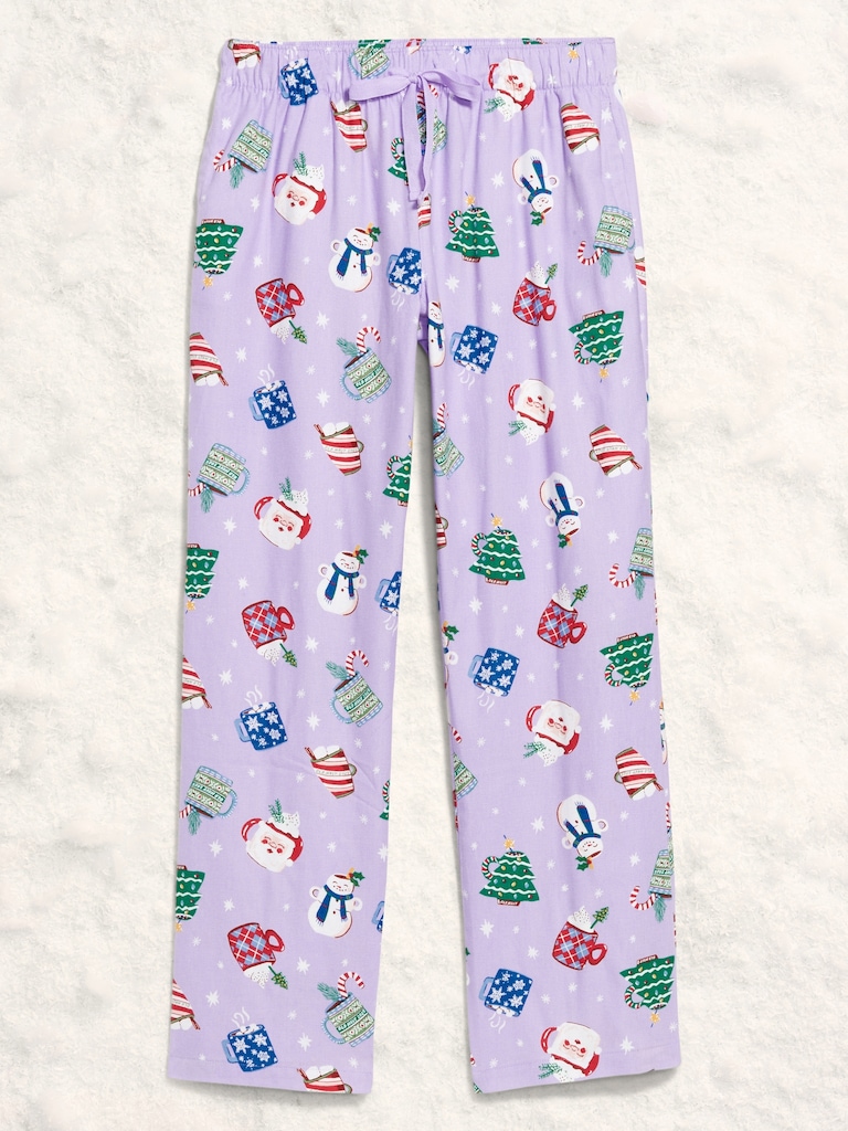 Mid-Rise Printed Flannel Pajama Pants for Women