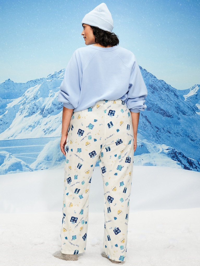Pantalon de pyjama à taille mi-basse en flanelle à motif pour femme