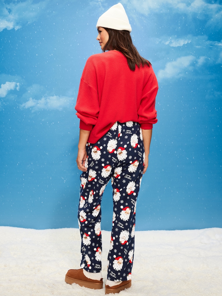 Mid-Rise Printed Flannel Pajama Pants for Women