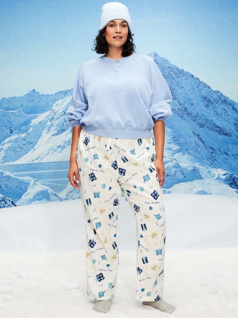 Pantalon de pyjama à taille mi-basse en flanelle à motif pour femme