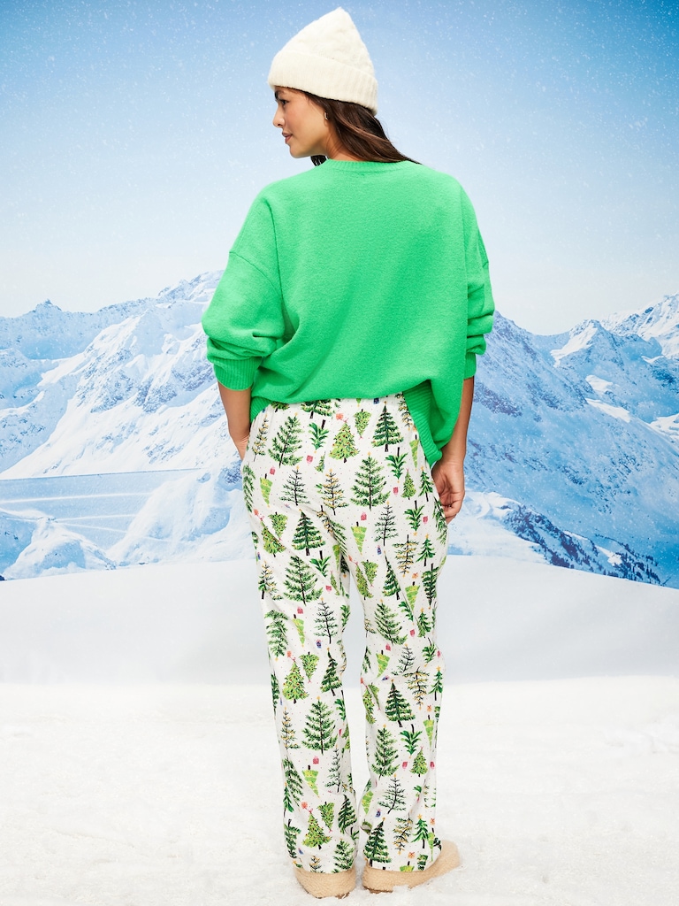 Mid-Rise Printed Flannel Pajama Pants for Women